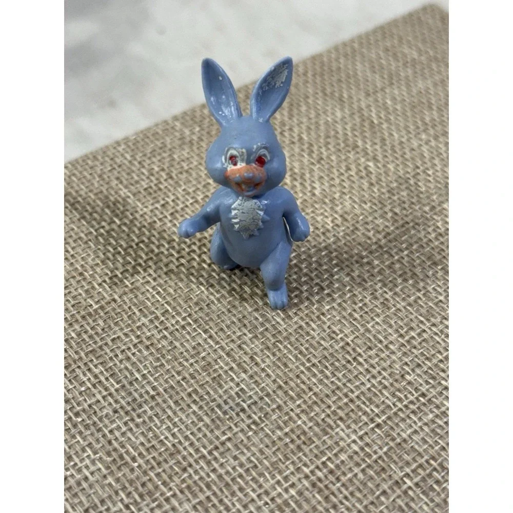 Vintage Blue Pink White Rabbit Bunny Plastic Figure No. 922 HONG KONG